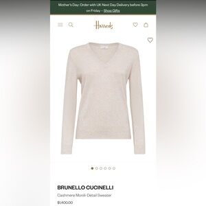 Brunello Cucinelli Monili Detail Cashmere Silk Piece Made in Italy